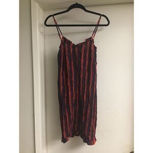 NWOT~Forever 21 Red & Blue Stripe Stretchy Seersucker Mini Sundress Sz Large
